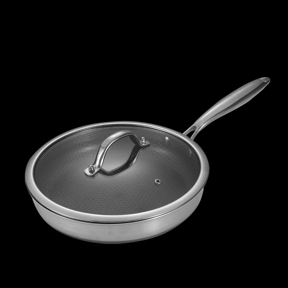 Hybrid Nonstick 6-Piece Fry Pan Set with Tempered Glass Lids Stay-Cool Handles Dishwasher and Oven Safe Induction Ready