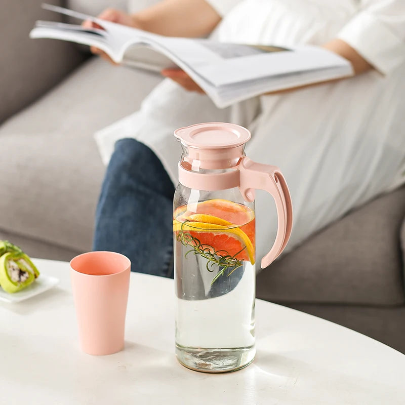 Jarro em vidro com filtro de gelo para sumos e água, 1400ml, com tampa em plástico, numa promoção imperdível!