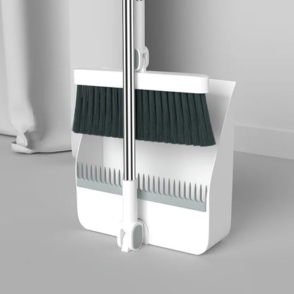 Stand up Broom and Dustpan for Home Use Foldable Long Handle 180 Degree Rotatable Broom Dustpan Combo Set