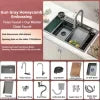 YITE Modern Square Single Bowl Flying Rain Waterfall High Pressure SPA Workstation Nano Surface Complete Kitchen Sink
