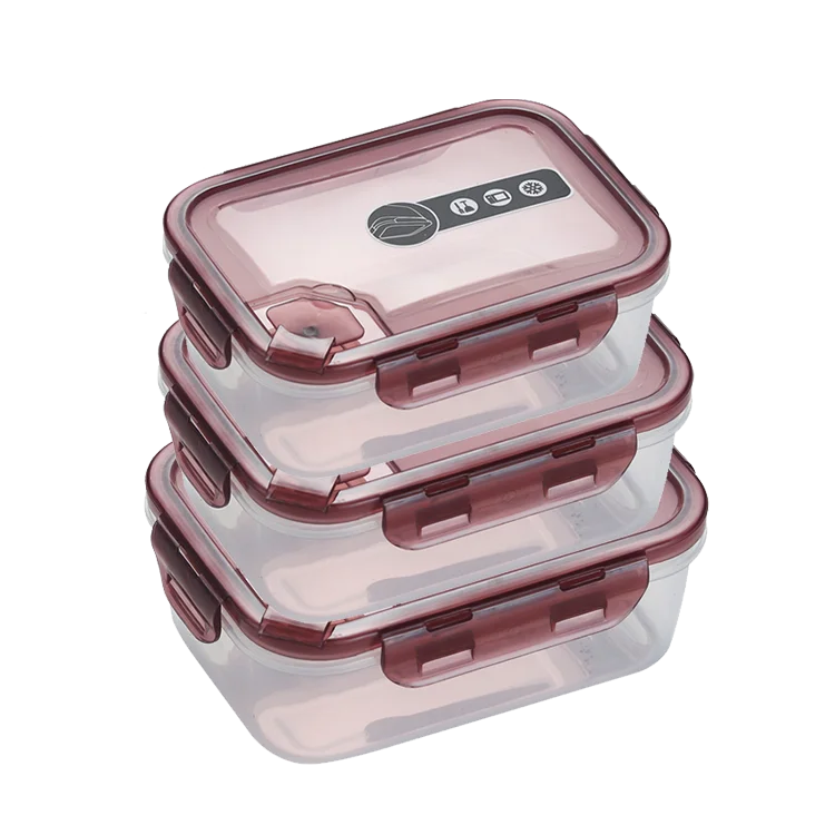 Factory Custom logo Microwaveable Crisper Set Airtight Meal Prep Bento Salad Box Plastic Food Storage Container with Snap Lock