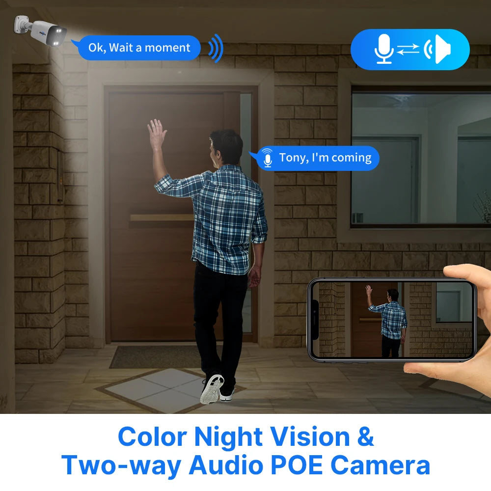 Hiseeu H.265 16CH 8MP IP POE Active Deterrence Camera System OEM Two Way Audio Security Bullet Network Camera CCTV 4K NVR Kit