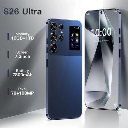 2025 New S26 Ultra Android 14 5G Smartphone 16+1TB 4G 5G 7.3inch HD Screen 72+108MP Dual Card Cell Mobile Phone