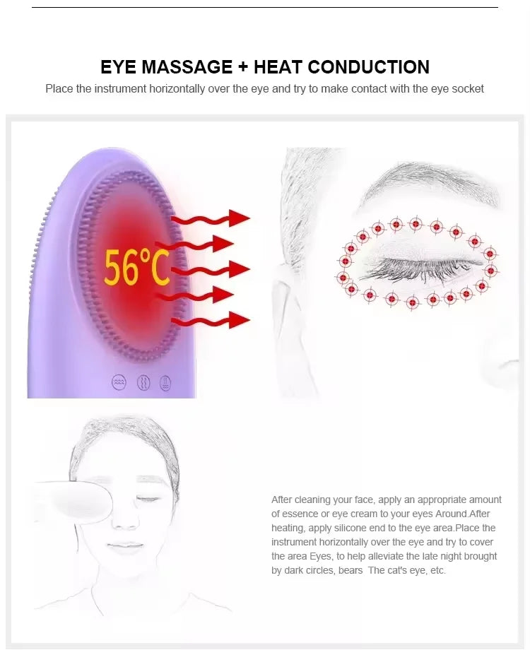 4-in-1 Waterproof Soft Silicone Electric Facial Cleansing Brush Multifunctional Face and Nose Cleaning Makeup Cleaner