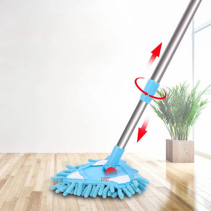 360 Degree Microfiber Dust Wall Mop Stick with Extensible Magic Handle Indoor Cleaning Flat Triangle Plastic Broom