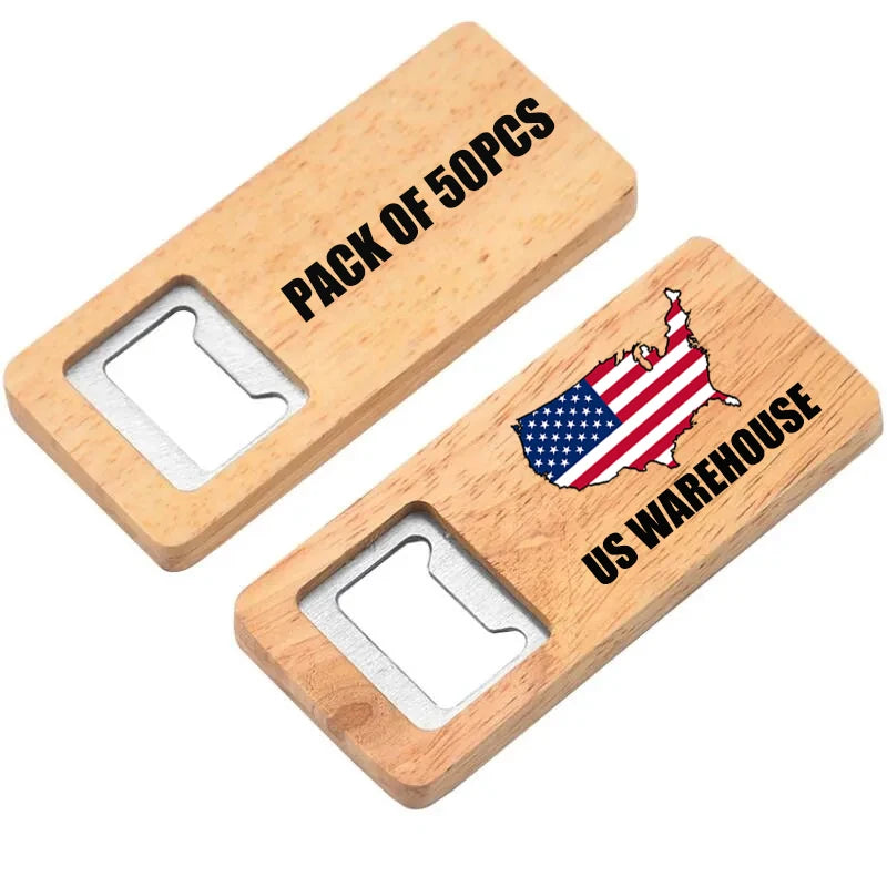 US Free Shipping Pack of 50 Wood Laser Engraving Blanks Bulk Rustic Wooden Beer Bottle Opener