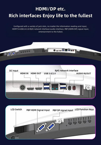 34inch Curve All in One Computers High Resolution Computer All in One Pc Desktop With Wifi All Black SSD IPS 32GB Gaming Monitor