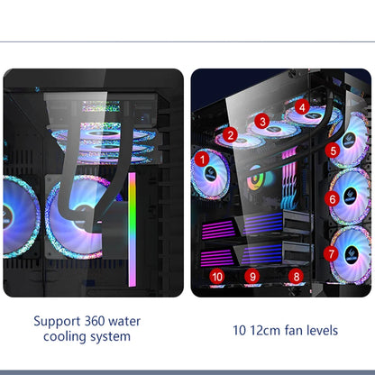 2021 ATX M-AXT RGB Fan LED Lights PC Gaming Computer Case Desktop