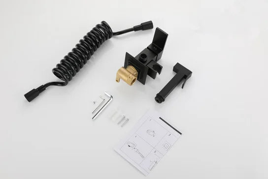 Matte Black Brass Handheld Sprayer Bidet  Shattaf Full Set Cold and Hot Mixer Faucet