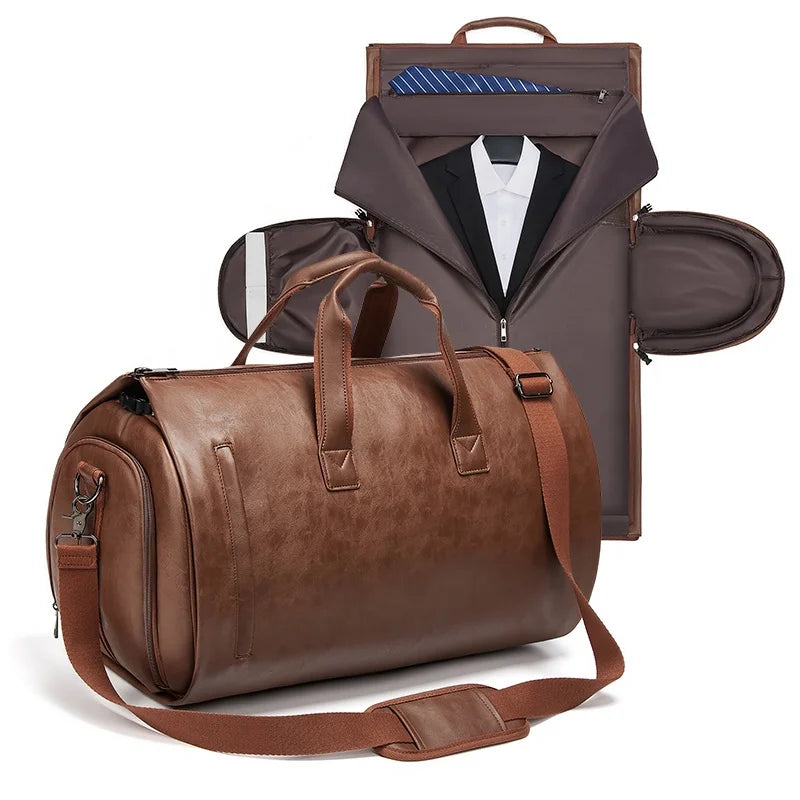 Wholesale Outdoor PU Leather Luggage Travel Bag Business Suit Bag Men Duffel Travelling Bag