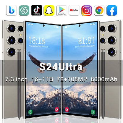 2025 NEW Original Unlocked Dual Card 5G Smart Phone HD 5G Cellphone Android 14 S24 Ultra 16GB + 1TGB Smartphone