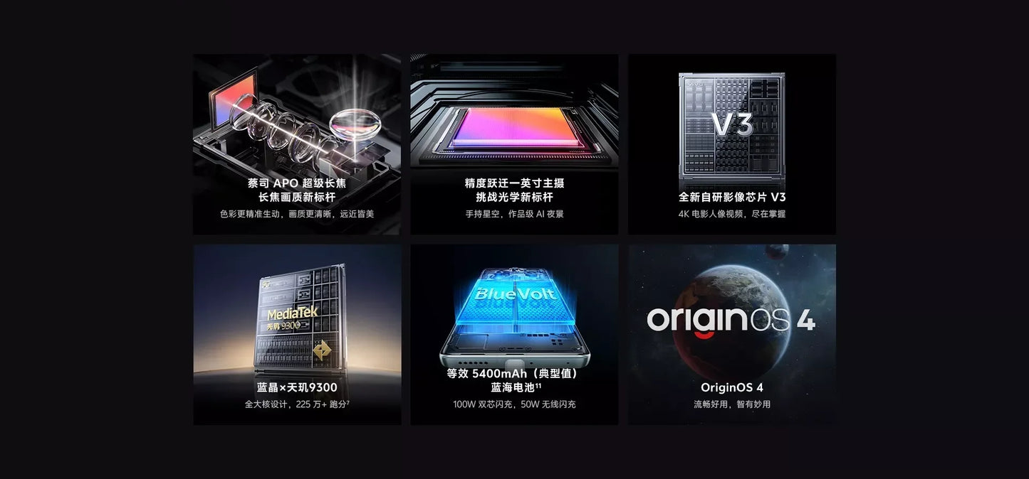 Vivo X100 Pro 5G: Telemóvel com 16GB de RAM + 1TB de TB, Bateria 5G, Carregamento de 100W, Ecrã Octa-Core de 6,78 polegadas, Câmara com Modo Beleza, CDMA LTE.