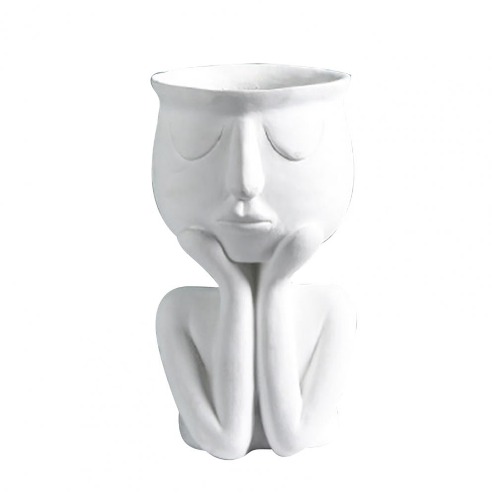 Human Think Face Ceramic Plants Flower Pot Vase Planter Tabletop Home Crafts Display Window Model Room Soft Decoration