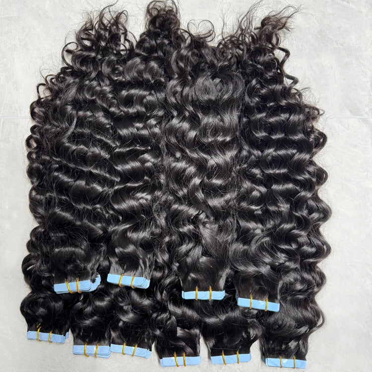 Wholesale Cuticle Aligned Water Wave Raw Human Hair Tape Ins Vendors Beauty Products for Women