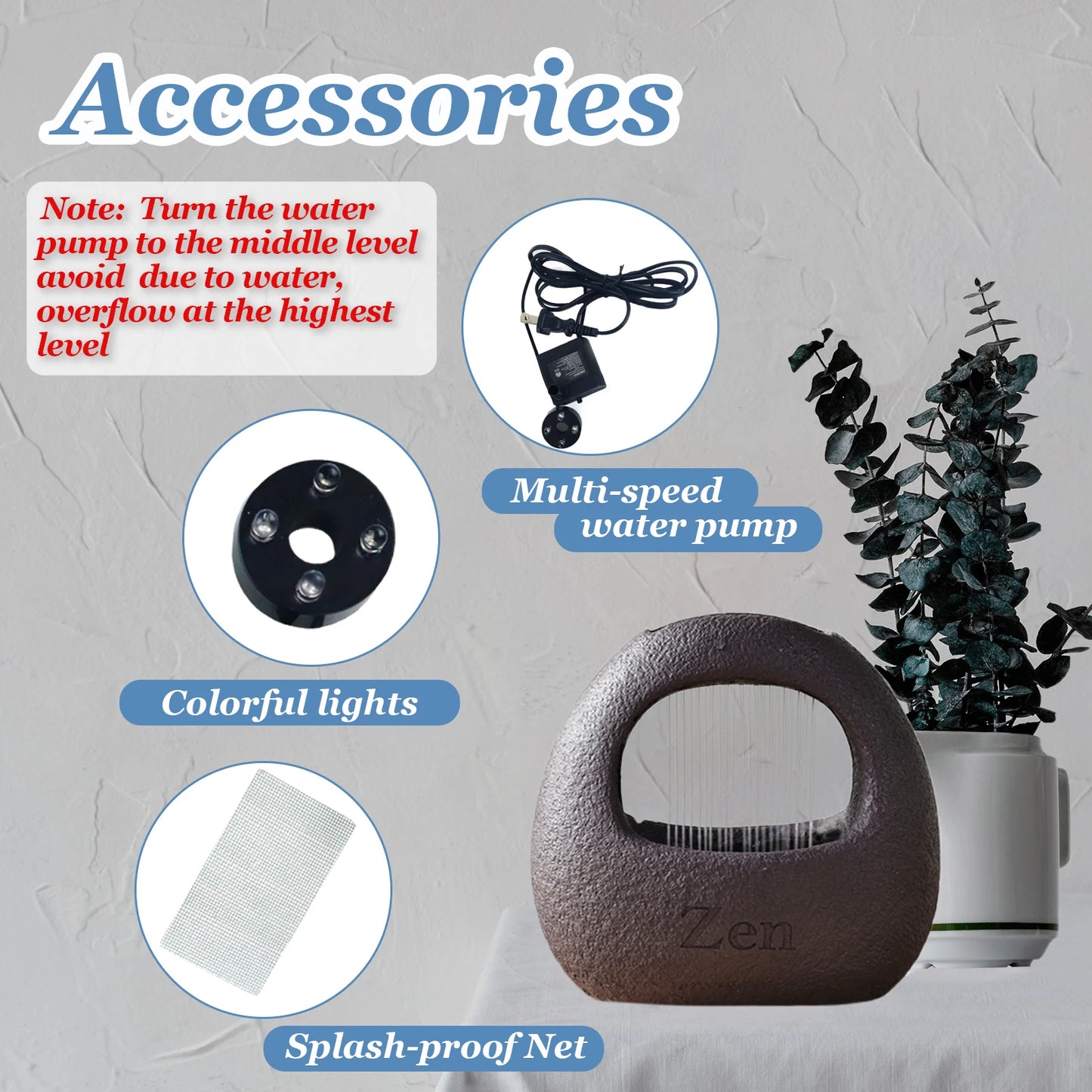 Local Warehouse in Stock Zen Relaxation Resin Rain Curtain Waterfall Fountain Indoor Tabletop Fountain With Led Light