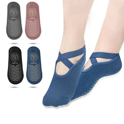 Yoga Socks for Women Non-Slip Grips & Straps Clasped Pilates Socks for Ballet Pilates Barre Dance