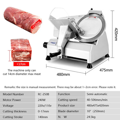 Butcher Deli Cold Cut Meat Cutting Machine Cuter Slicers Model El250 Meat Cutting Machine Price Manual Frozen Meat Slicer