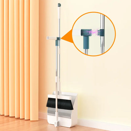 Stand up Broom and Dustpan for Home Use Foldable Long Handle 180 Degree Rotatable Broom Dustpan Combo Set