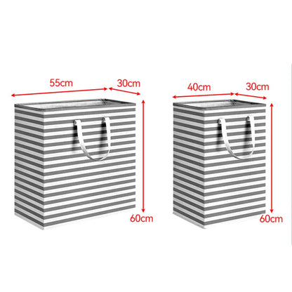 Folding Fabric Laundry Storage Basket Linen Cloth Quilt Movin Toy Dorm Family Hamper ExtendedHandle Striped Dirty Clothes Hamper