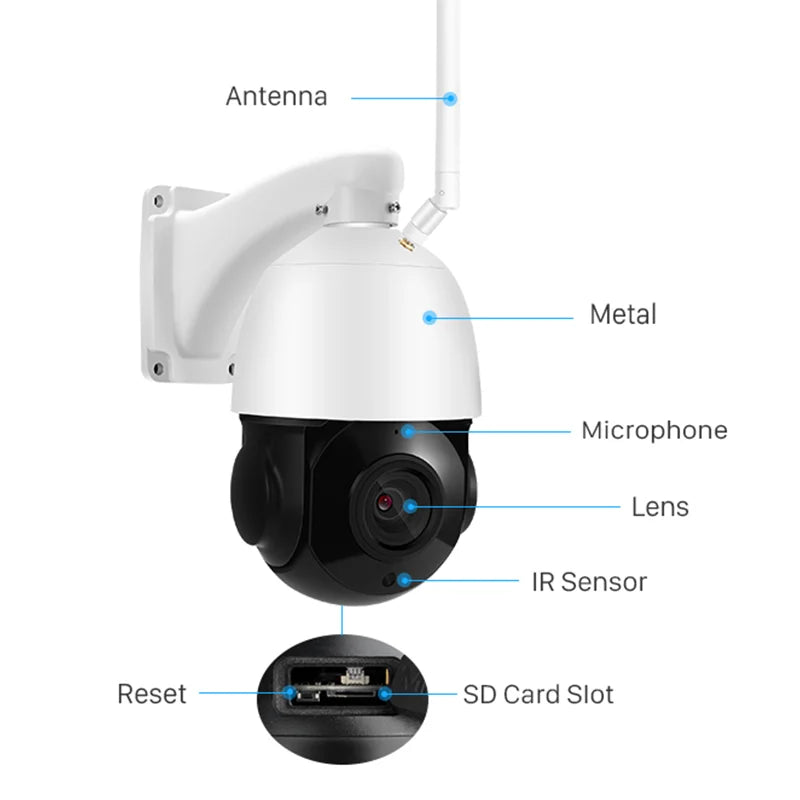 36X Zoom Wifi Camera 5MP Outdoor High-Speed ​​Dome Security Wireless P2P IP CCTV PTZ Camera Waterproof
