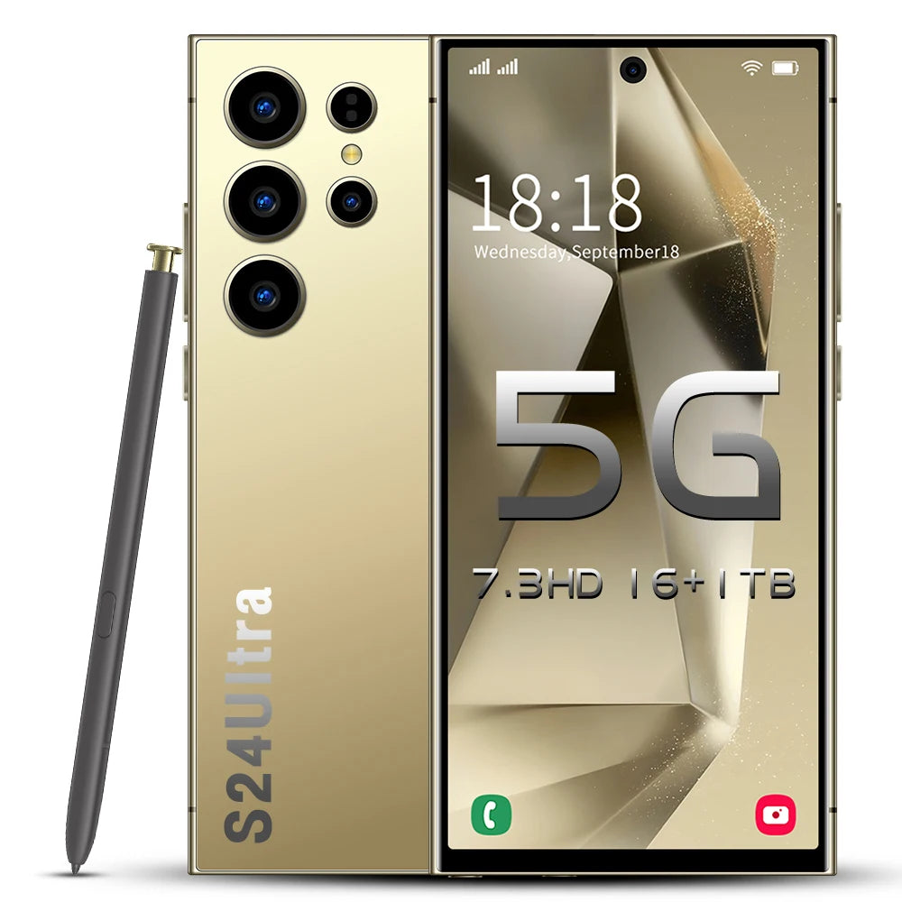 2025 NEW Original Unlocked Dual Card 5G Smart Phone HD 5G Cellphone Android 14 S24 Ultra 16GB + 1TGB Smartphone