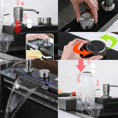 High Quality Modern Smart Multifunction Stainless Steel 304 Waterfall Sink Handmade Undermount Kitchen Counter Installation