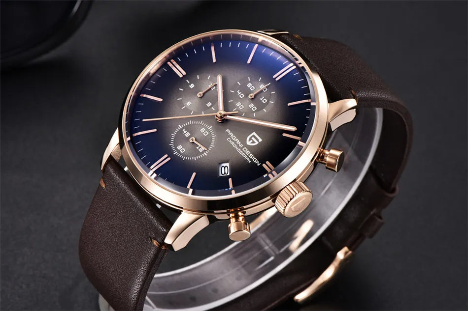 PAGANI DESIGN 2025 New Luxury Fashion Sapphire Japan VK67 Mens Watches Quartz Pointer Chronograph Waterproof Wrist Accessories