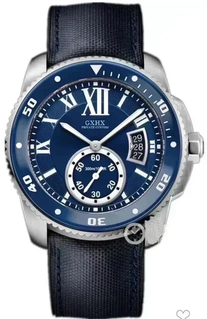 Luxury Mechanical Automatic Watch for Men Stainless Steel Black Blue Rubber Strap Ceramic Bezel Sapphire Glass