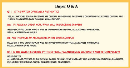 PAGANI DESIGN 2024 New Luxury Fashion Casual Men Quartz Watches VK63 100M Water Resistant Sapphire Glass Stainless Steel Watches