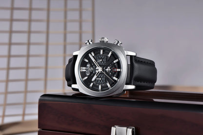 Relógio Benyar Design 2024 para homem, quartzo, 43 mm, mostrador luminoso, resistente à água até 50 m, anti-reflexo, cronógrafo, moderno e novo.