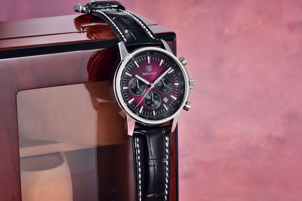 2025 New Men's Watch BENYAR Luxury Quartz Watches For Man Fashion Man Gifts Complete Calendar Top PU Leather Sport Watches Clock