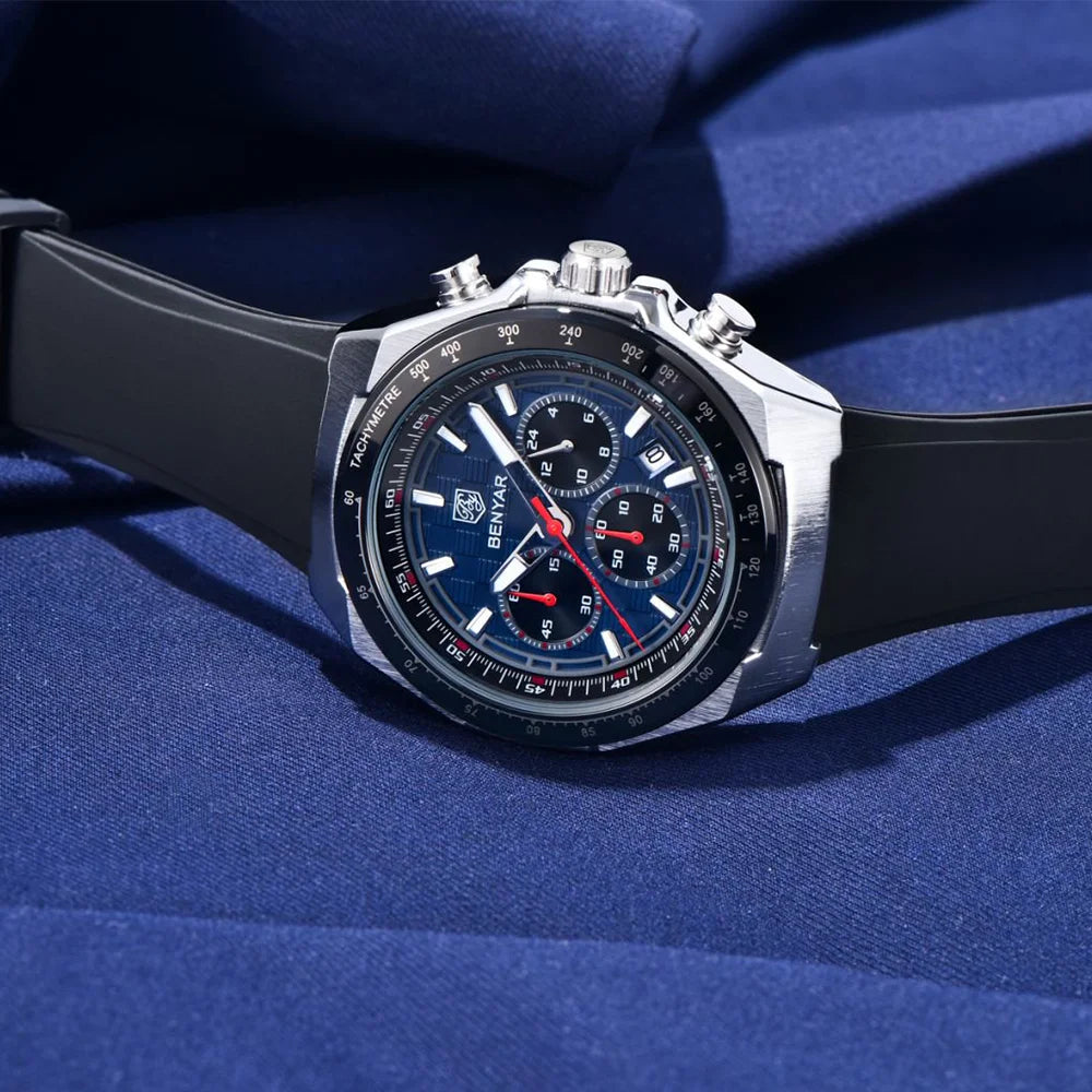 BENYAR 2025 44MM Multi functional Complex Luxury Men Quartz Watches Waterproof Stainless Steel Men Chronograph Gift With Box
