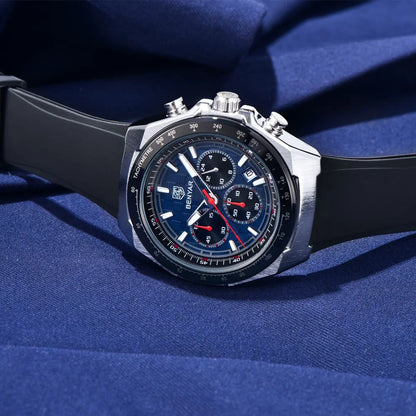 BENYAR 2025 44MM Multi functional Complex Luxury Men Quartz Watches Waterproof Stainless Steel Men Chronograph Gift With Box