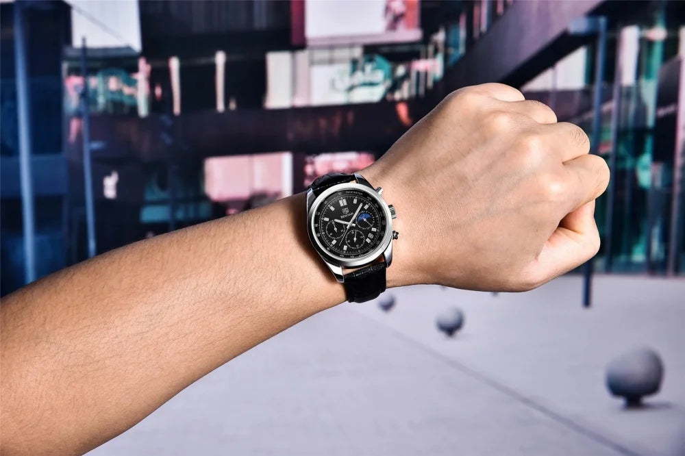 BENYAR New Men Watch 30ATM Waterproof Stainless Steel Quartz Wristwatches Luxury Leather Military Chronograph Watch reloj hombre