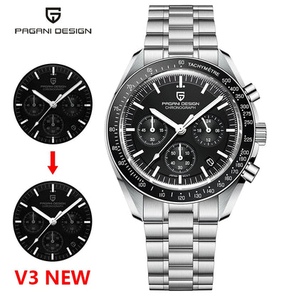 PAGANI DESIGN 2025 New Moon Watch For Men Quartz Multifunction Chronograph Sports Mens Watches Top Brand Luxury Sapphire Mirror