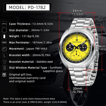 PAGANI DESIGN 2025 New Pilot Luxury Quartz Watch For Men Sport Chronograph AR Sapphire crystal Stainless steel Wrist watches Men