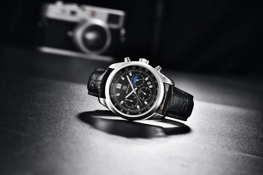 BENYAR New Men Watch 30ATM Waterproof Stainless Steel Quartz Wristwatches Luxury Leather Military Chronograph Watch reloj hombre