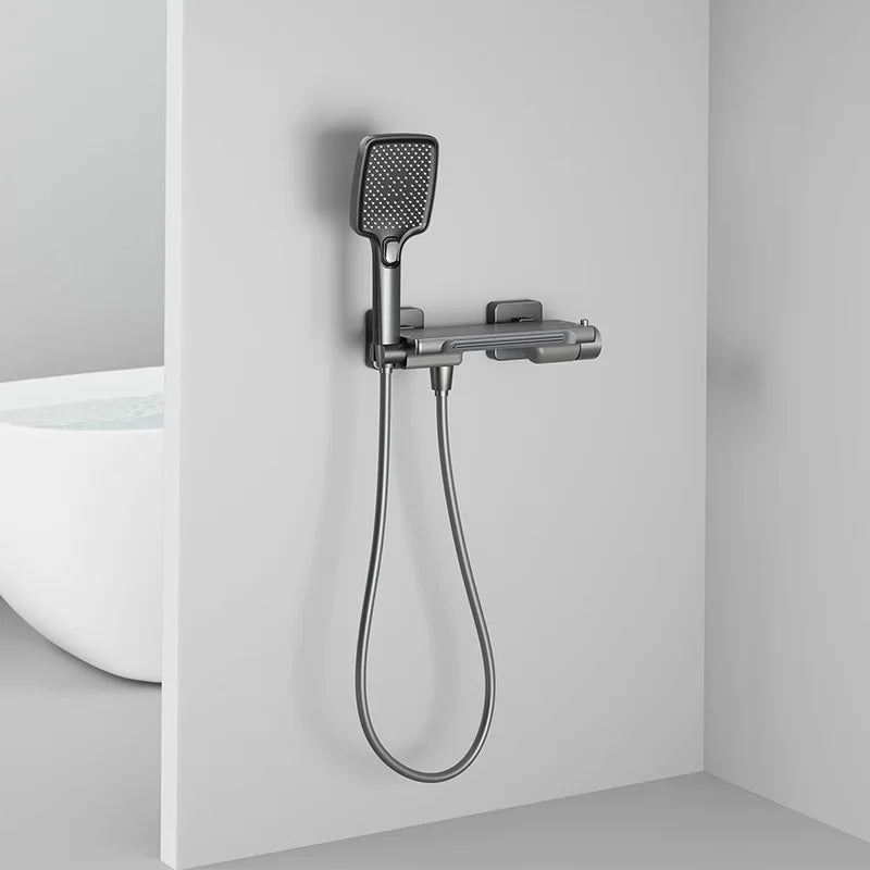 Waterfall Bathtub Faucet Shower Set Household Bathroom Wall Mounted Brass Hot and Cold Mixier Valve Bath Shower Head