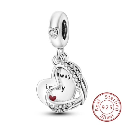 Hot Sale 925 Sterling Silve Charms Beads Forever Love Heart Sister Family Life Charms Dangle For Bracelet Woman Jewelry Gifts
