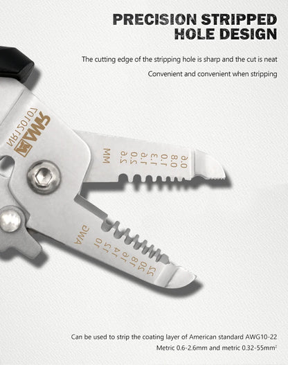 8-in-1 Stripping Pliers with Voltage Tester Versatile Wire Stripping Pliers with Electricity Measurement Cutting Crimping Pliers