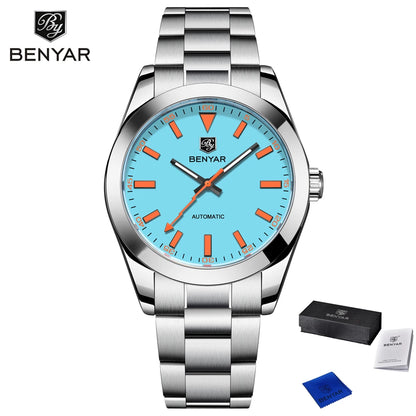 2025 New BENYAR Men's Watches Top Luxury Automatic Watch For Men Mechanical Wristwatches Stainless Steel Luminous Clock With Box