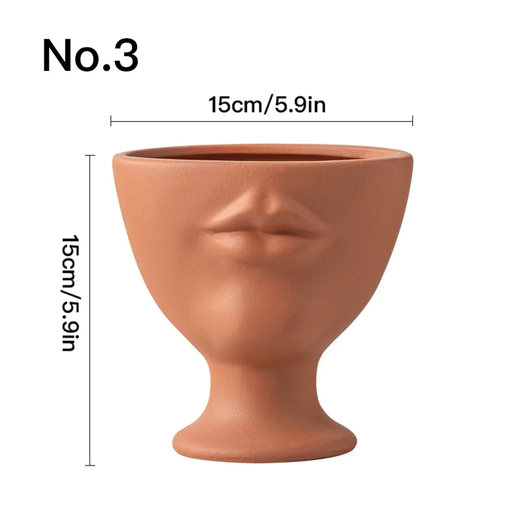 Creative Face Flower Pot Planter Indoor Ceramic Vase Desktop Ornaments Home Decor Garden Decoration Succulent Pot Plant Pot