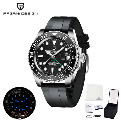 PAGANI DESIGN New Fashion Luxury Watch Mechanical Automatic Watch Sports Waterproof Rubber Rotating Frame Luminous Watch for Man