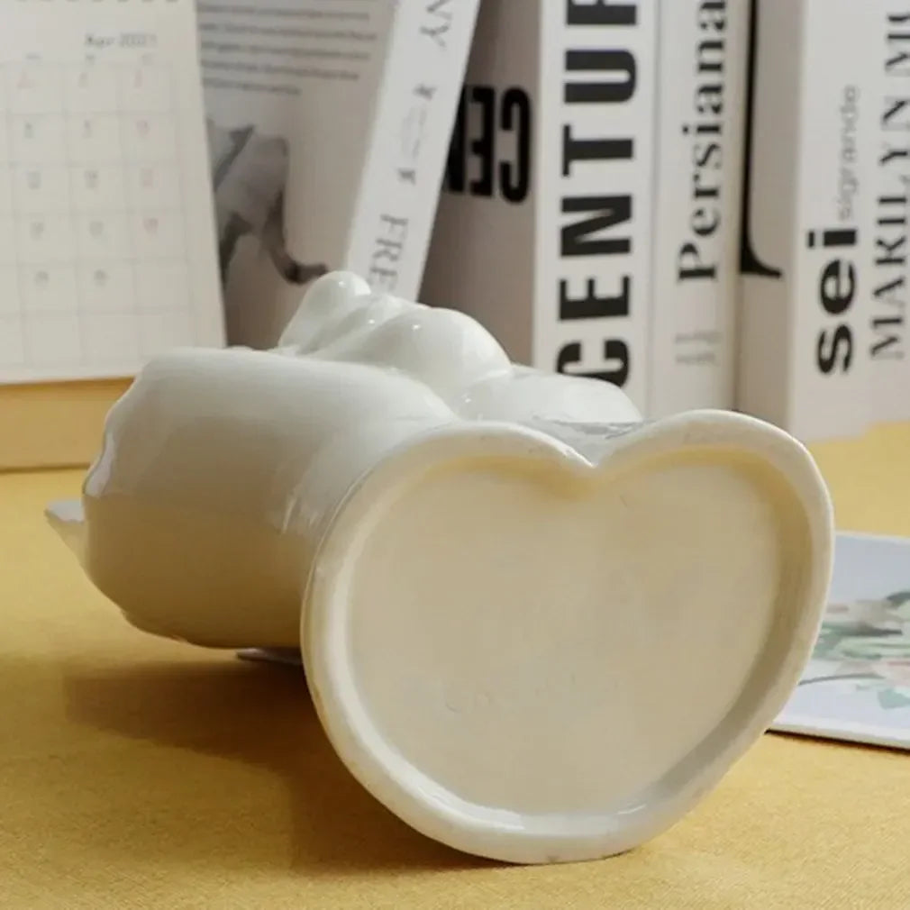 Vasos de cerâmica com rosto humano para decoração de casa, escultura de arte criativa, cabeça humana abstrata, vaso de plantas e flores para sala de estar.