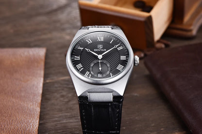 BENYAR Men's Watches Retro Dial Quartz Watch For Men Luxury 40MM Military Leather Original Watches Waterproof Clock Reloj Hombre
