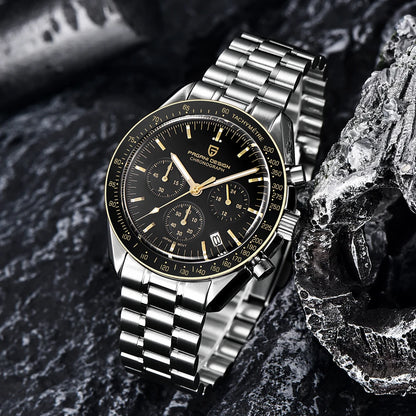 PAGANI DESIGN 2025 New Moon Watch Retro Luxury Quartz Watches For Men Stainless steel Luminous waterproof Sport Chronograph Man