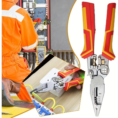 8-in-1 Stripping Pliers with Voltage Tester Versatile Wire Stripping Pliers with Electricity Measurement Cutting Crimping Pliers