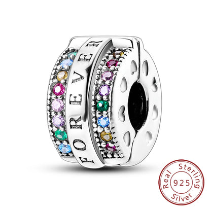 Hot Sale 925 Sterling Silve Charms Beads Forever Love Heart Sister Family Life Charms Dangle For Bracelet Woman Jewelry Gifts