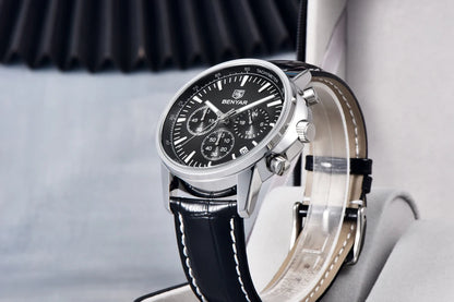 2025 New Men's Watch BENYAR Luxury Quartz Watches For Man Fashion Man Gifts Complete Calendar Top PU Leather Sport Watches Clock