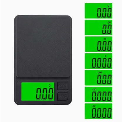 Balança de bolso de precisão 1000g x 0,1g - Balança digital em gramas, para alimentos, joias e onças/grãos com visor LCD retroiluminado - Mini balança para viagens